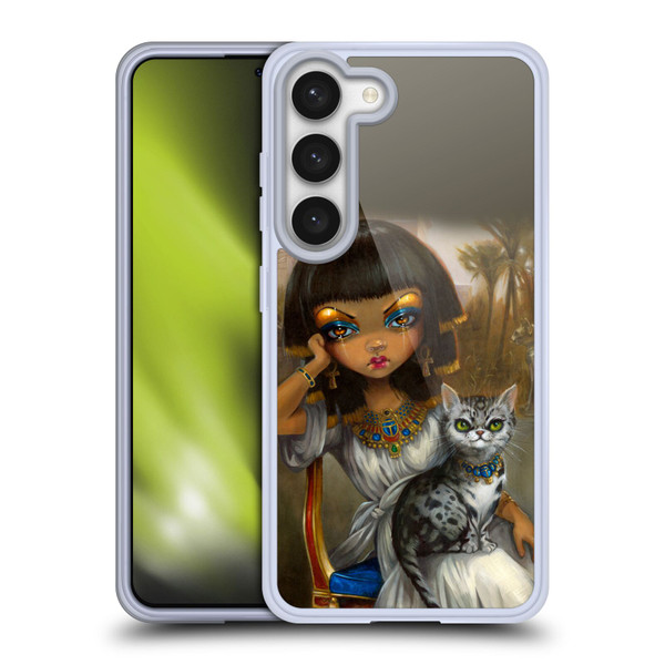 Strangeling Art Egyptian Girl with Cat Soft Gel Case for Samsung Galaxy S23 5G