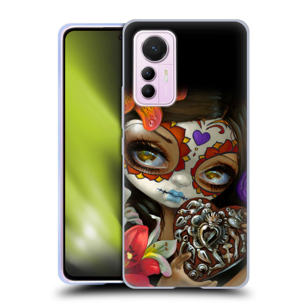 Strangeling Art Day of Dead Heart Charm Soft Gel Case for Xiaomi 12 Lite