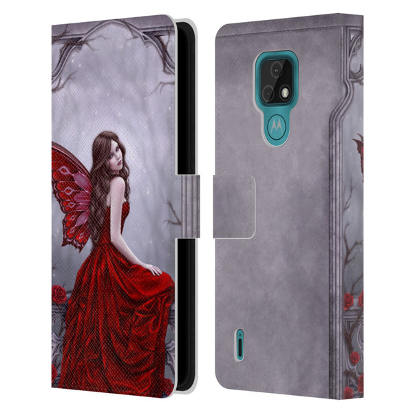Rachel Anderson Fairies Winter Rose Leather Book Wallet Case Cover For Motorola Moto E7