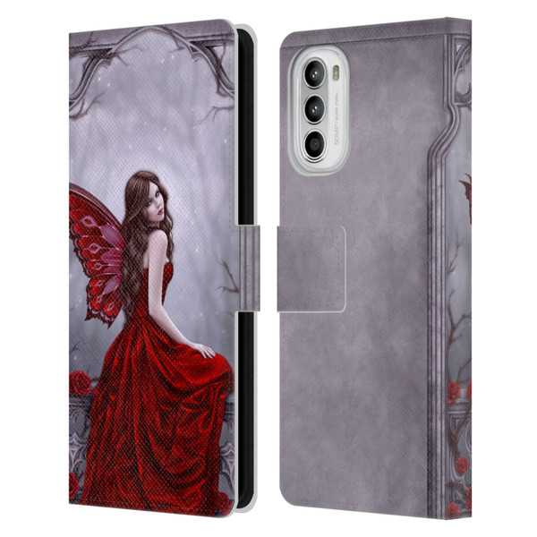 Rachel Anderson Fairies Winter Rose Leather Book Wallet Case Cover For Motorola Moto G52