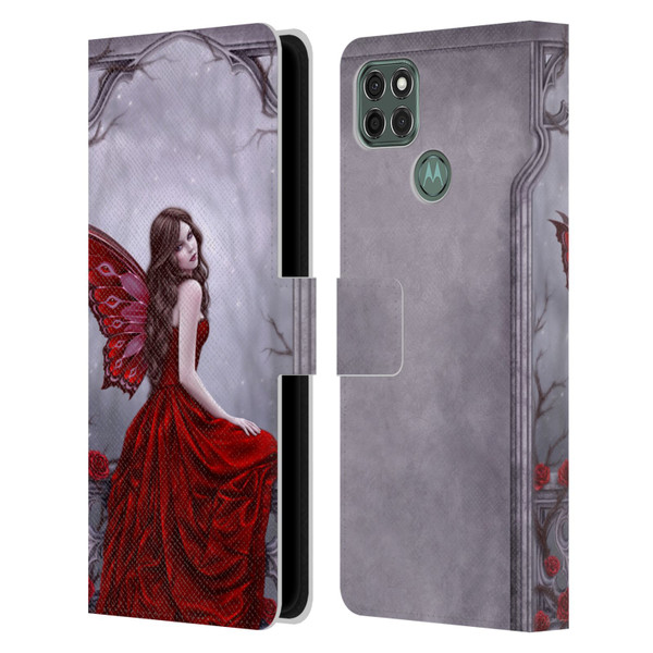 Rachel Anderson Fairies Winter Rose Leather Book Wallet Case Cover For Motorola Moto G9 Power
