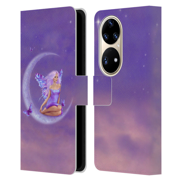 Rachel Anderson Pixies Lavender Moon Leather Book Wallet Case Cover For Huawei P50 Pro