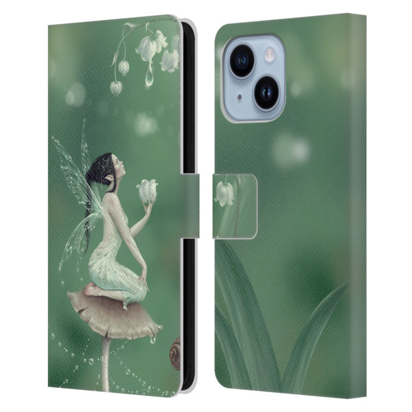 Rachel Anderson Pixies Lily Of The Valley Leather Book Wallet Case Cover For Apple iPhone 14 Plus