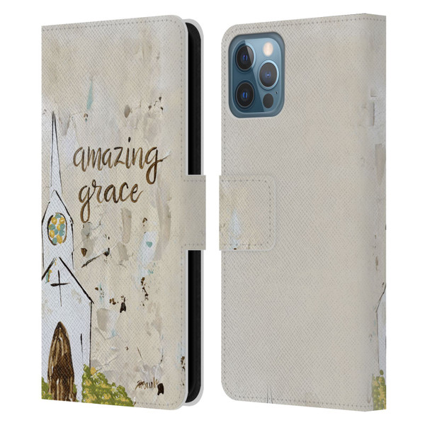 Haley Bush Church Painting Art Leather Book Wallet Case Cover For Apple iPhone 12 / iPhone 12 Pro