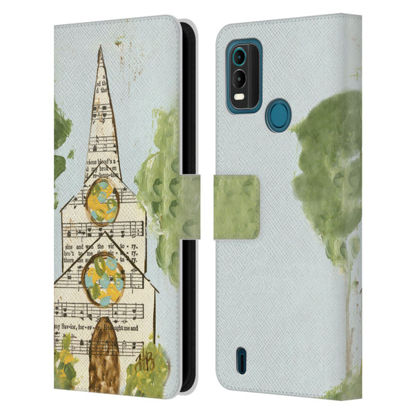 Haley Bush Church Painting Hymnal Page Leather Book Wallet Case Cover For Nokia G11 Plus