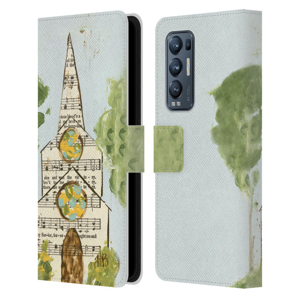 Haley Bush Church Painting Hymnal Page Leather Book Wallet Case Cover For OPPO Find X3 Neo / Reno5 Pro+ 5G