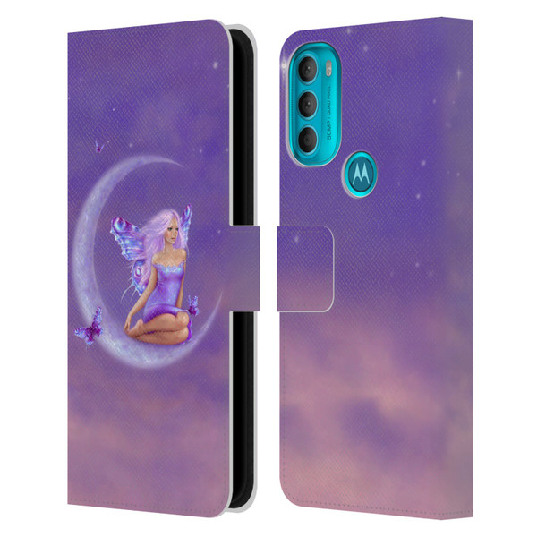 Rachel Anderson Pixies Lavender Moon Leather Book Wallet Case Cover For Motorola Moto G71 5G