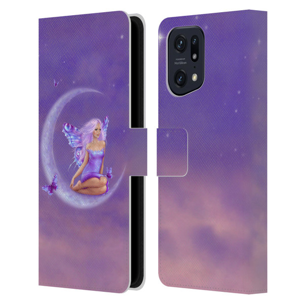 Rachel Anderson Pixies Lavender Moon Leather Book Wallet Case Cover For OPPO Find X5