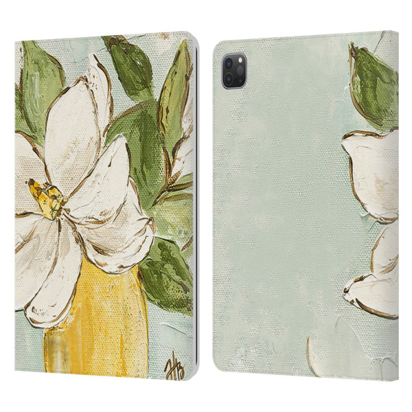 Haley Bush Floral Painting Magnolia Yellow Vase Leather Book Wallet Case Cover For Apple iPad Pro 11 2020 / 2021 / 2022