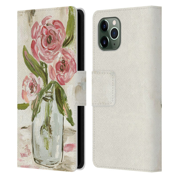 Haley Bush Floral Painting Pink Vase Leather Book Wallet Case Cover For Apple iPhone 11 Pro