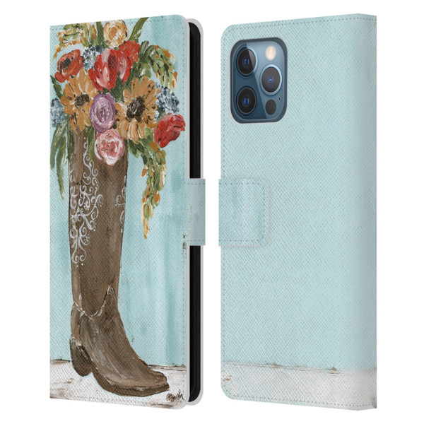 Haley Bush Floral Painting Boot Leather Book Wallet Case Cover For Apple iPhone 12 Pro Max