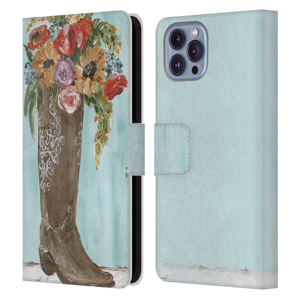 Haley Bush Floral Painting Boot Leather Book Wallet Case Cover For Apple iPhone 14