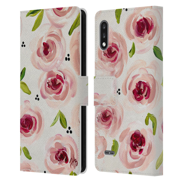 Haley Bush Floral Painting Holstein Cow Leather Book Wallet Case Cover For LG K22