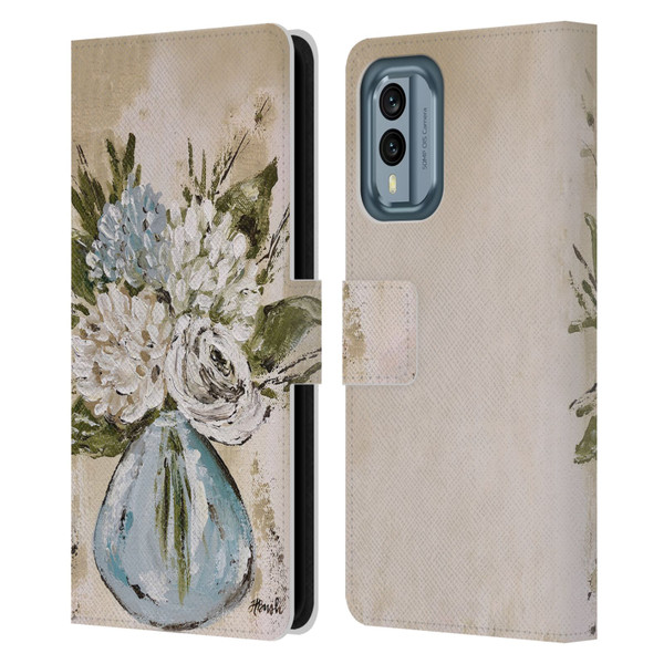 Haley Bush Floral Painting Blue And White Vase Leather Book Wallet Case Cover For Nokia X30