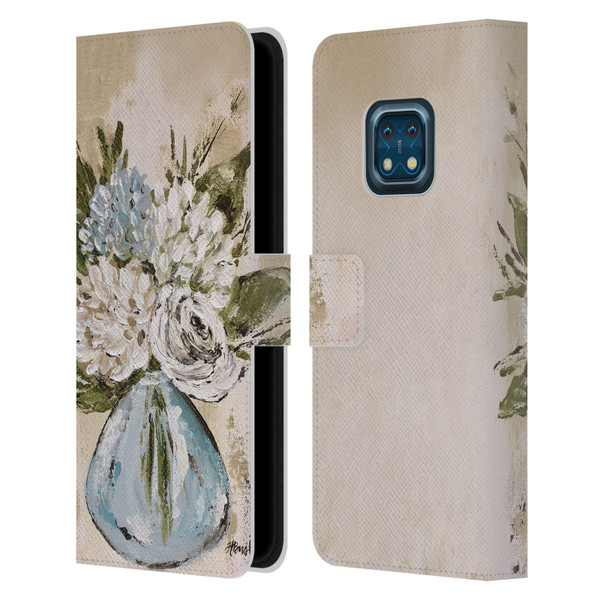 Haley Bush Floral Painting Blue And White Vase Leather Book Wallet Case Cover For Nokia XR20