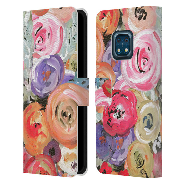 Haley Bush Floral Painting Colorful Leather Book Wallet Case Cover For Nokia XR20