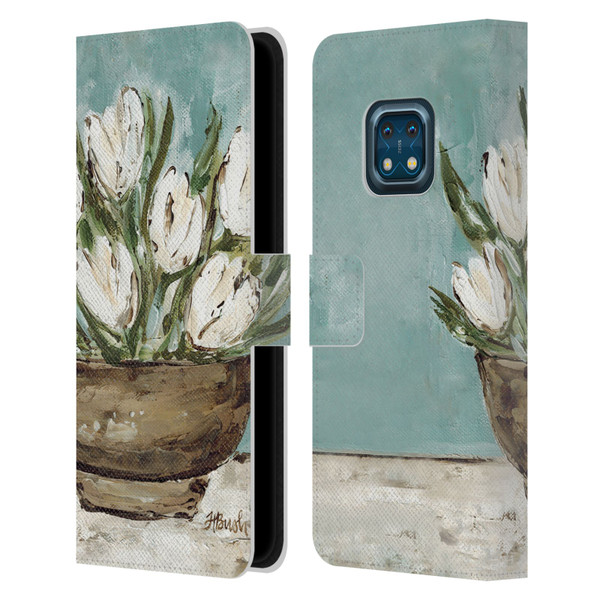 Haley Bush Floral Painting Tulip Bowl Leather Book Wallet Case Cover For Nokia XR20