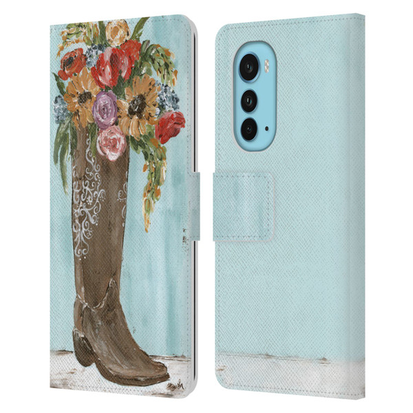 Haley Bush Floral Painting Boot Leather Book Wallet Case Cover For Motorola Edge (2022)