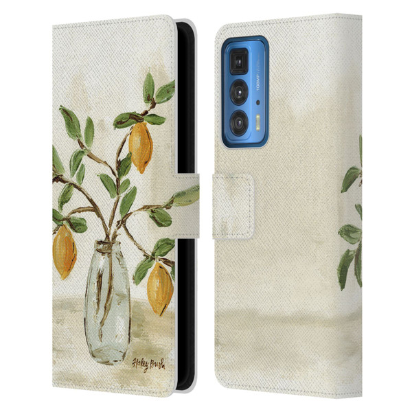 Haley Bush Floral Painting Lemon Branch Vase Leather Book Wallet Case Cover For Motorola Edge 20 Pro