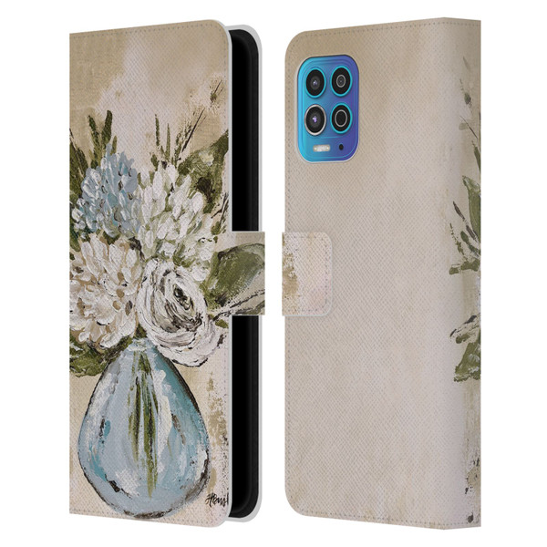 Haley Bush Floral Painting Blue And White Vase Leather Book Wallet Case Cover For Motorola Moto G100