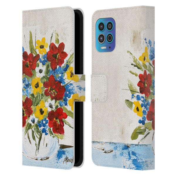 Haley Bush Floral Painting Patriotic Leather Book Wallet Case Cover For Motorola Moto G100