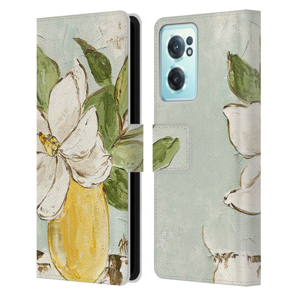Haley Bush Floral Painting Magnolia Yellow Vase Leather Book Wallet Case Cover For OnePlus Nord CE 2 5G