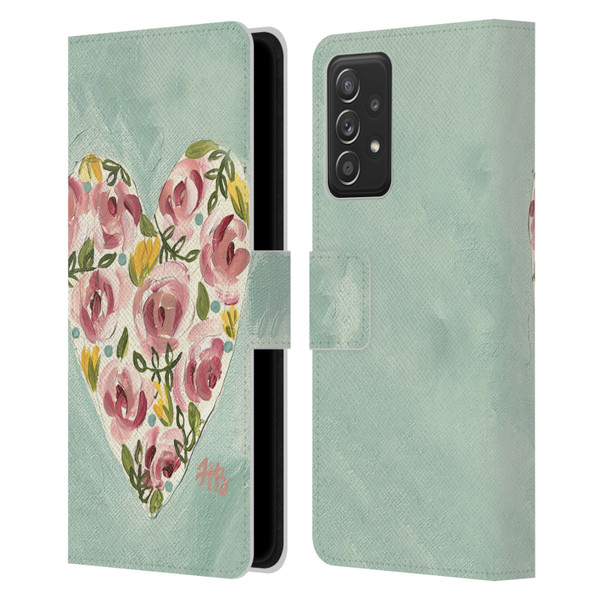 Haley Bush Floral Painting Valentine Heart Leather Book Wallet Case Cover For Samsung Galaxy A52 / A52s / 5G (2021)