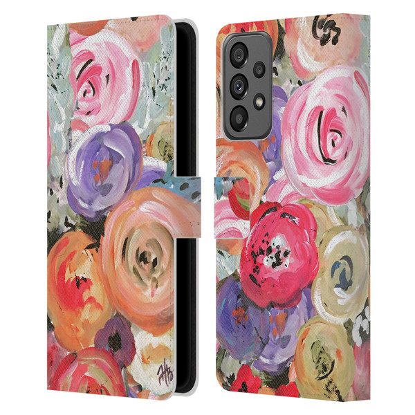 Haley Bush Floral Painting Colorful Leather Book Wallet Case Cover For Samsung Galaxy A73 5G (2022)
