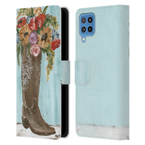 Haley Bush Floral Painting Boot Leather Book Wallet Case Cover For Samsung Galaxy F22 (2021)