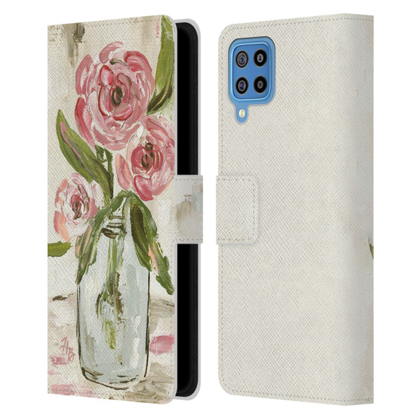 Haley Bush Floral Painting Pink Vase Leather Book Wallet Case Cover For Samsung Galaxy F22 (2021)