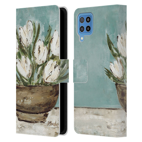 Haley Bush Floral Painting Tulip Bowl Leather Book Wallet Case Cover For Samsung Galaxy F22 (2021)
