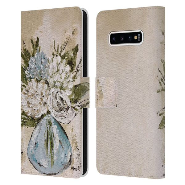 Haley Bush Floral Painting Blue And White Vase Leather Book Wallet Case Cover For Samsung Galaxy S10+ / S10 Plus