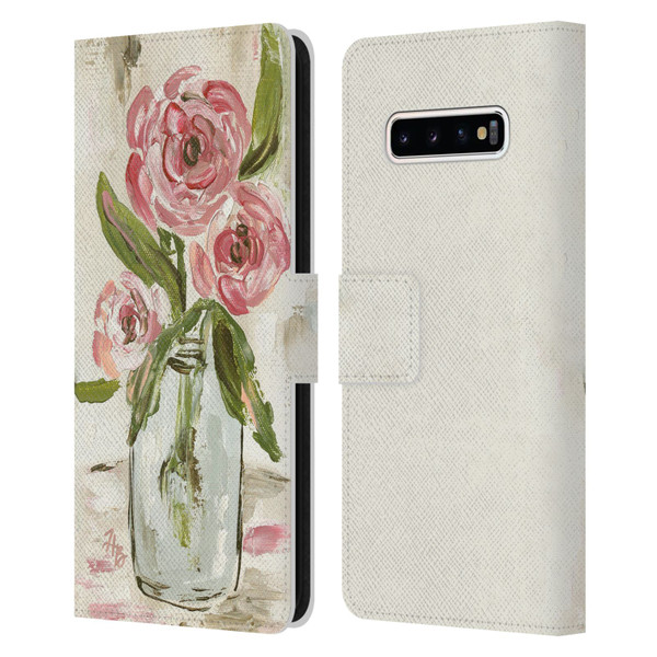 Haley Bush Floral Painting Pink Vase Leather Book Wallet Case Cover For Samsung Galaxy S10+ / S10 Plus