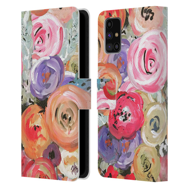 Haley Bush Floral Painting Colorful Leather Book Wallet Case Cover For Samsung Galaxy M31s (2020)