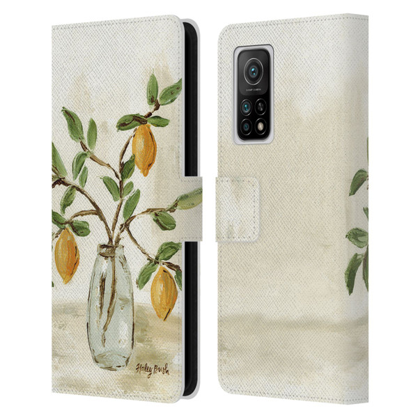 Haley Bush Floral Painting Lemon Branch Vase Leather Book Wallet Case Cover For Xiaomi Mi 10T 5G