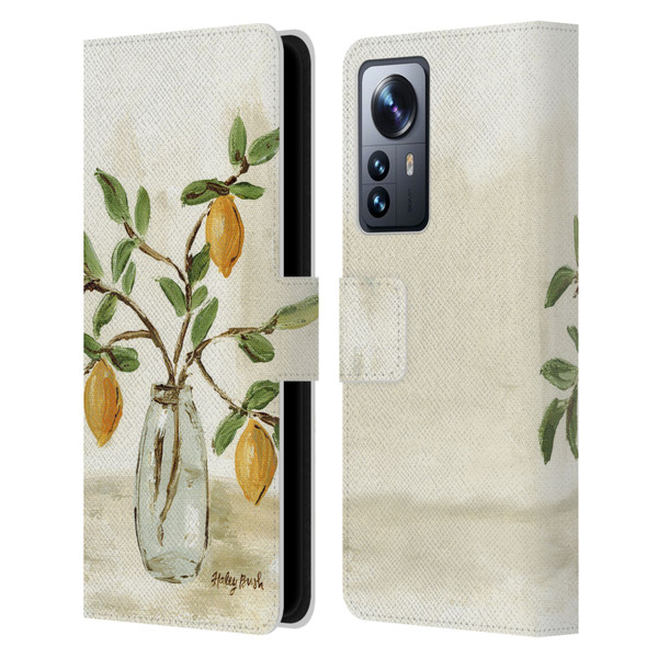 Haley Bush Floral Painting Lemon Branch Vase Leather Book Wallet Case Cover For Xiaomi 12 Pro