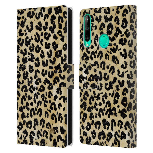 Haley Bush Pattern Painting Leopard Print Leather Book Wallet Case Cover For Huawei P40 lite E
