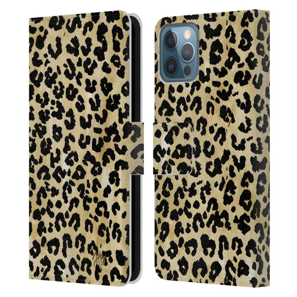 Haley Bush Pattern Painting Leopard Print Leather Book Wallet Case Cover For Apple iPhone 12 / iPhone 12 Pro