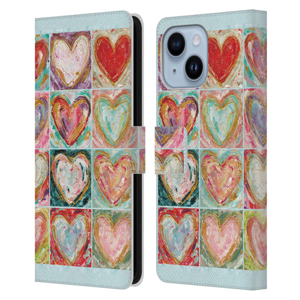 Haley Bush Pattern Painting Hearts Leather Book Wallet Case Cover For Apple iPhone 14 Plus