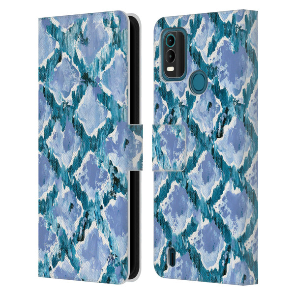 Haley Bush Pattern Painting Blue Diamond Leather Book Wallet Case Cover For Nokia G11 Plus