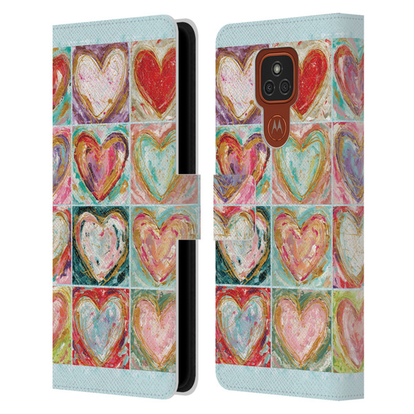 Haley Bush Pattern Painting Hearts Leather Book Wallet Case Cover For Motorola Moto E7 Plus