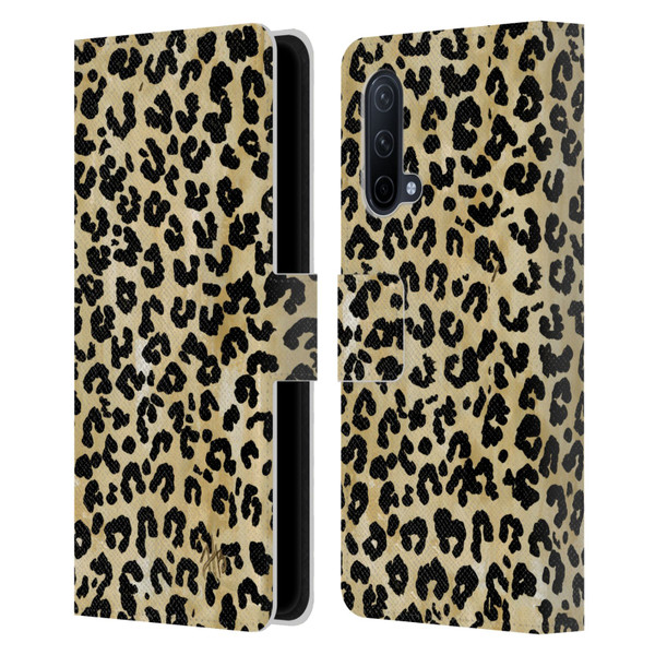 Haley Bush Pattern Painting Leopard Print Leather Book Wallet Case Cover For OnePlus Nord CE 5G