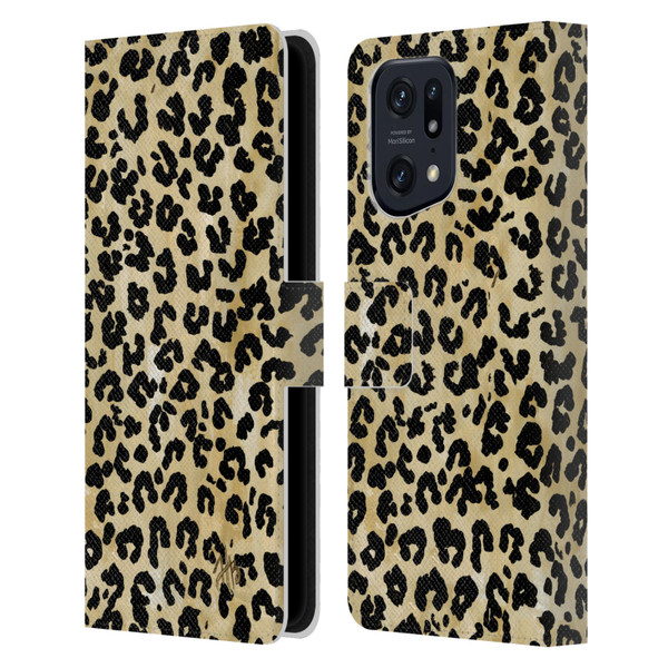 Haley Bush Pattern Painting Leopard Print Leather Book Wallet Case Cover For OPPO Find X5 Pro