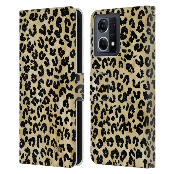 Haley Bush Pattern Painting Leopard Print Leather Book Wallet Case Cover For OPPO Reno8 4G