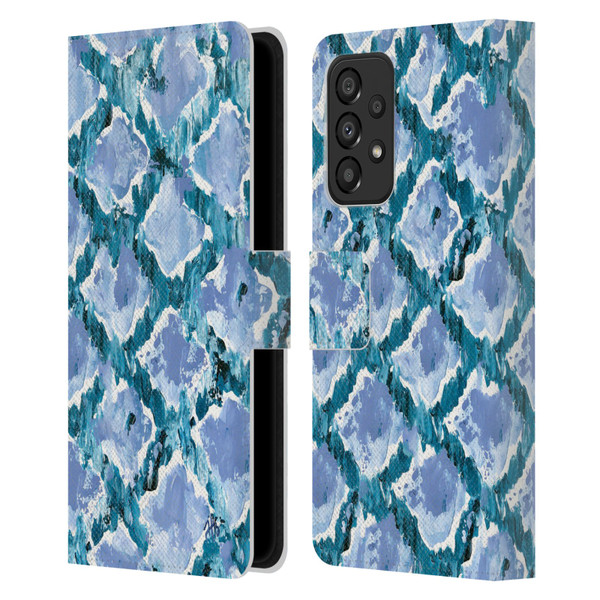 Haley Bush Pattern Painting Blue Diamond Leather Book Wallet Case Cover For Samsung Galaxy A33 5G (2022)