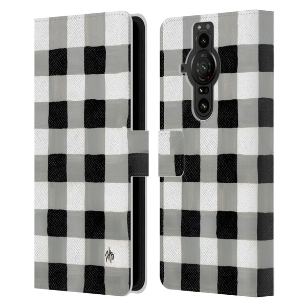 Haley Bush Pattern Painting Buffalo Check Black Leather Book Wallet Case Cover For Sony Xperia Pro-I
