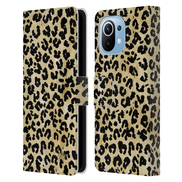 Haley Bush Pattern Painting Leopard Print Leather Book Wallet Case Cover For Xiaomi Mi 11