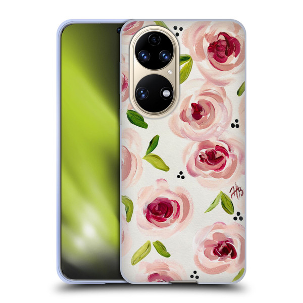 Haley Bush Floral Painting Pink Pattern Soft Gel Case for Huawei P50
