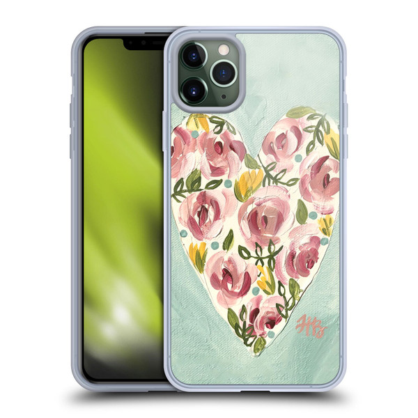Haley Bush Floral Painting Valentine Heart Soft Gel Case for Apple iPhone 11 Pro Max