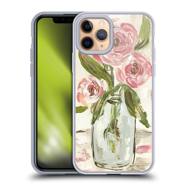 Haley Bush Floral Painting Pink Vase Soft Gel Case for Apple iPhone 11 Pro